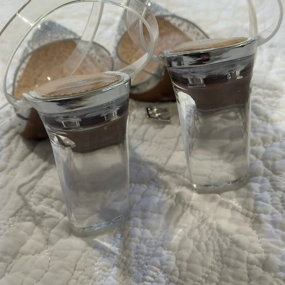 NWOT Gianni Bini Clear Block Heels with Rhinestones - Size 8.5 Bride/prom - Picture 6 of 9